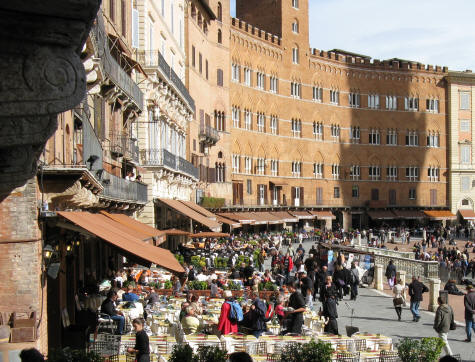 Sidewalk Cafes in Siena Italy